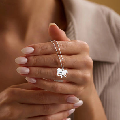 Personlig halskæde med pote hjerte og navn