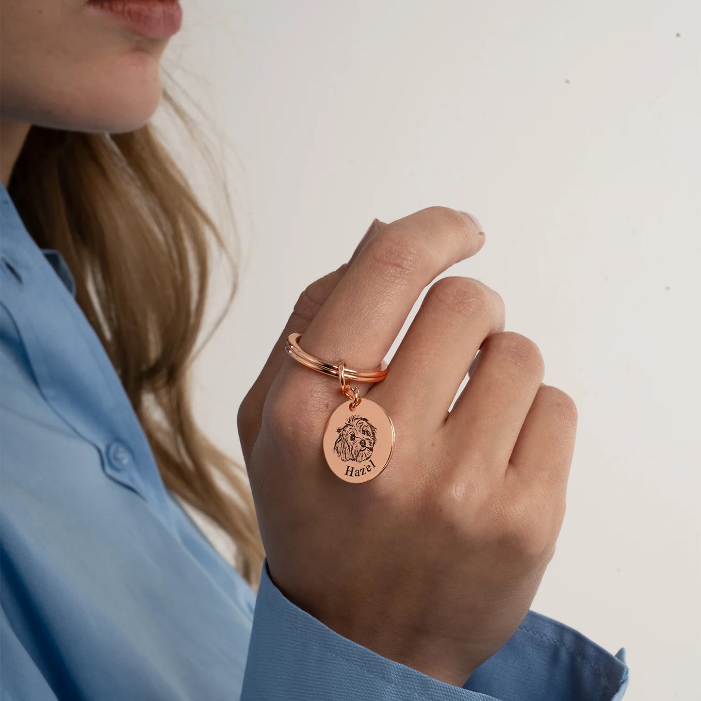 Personlig nøglering med kæledyrs ansigt