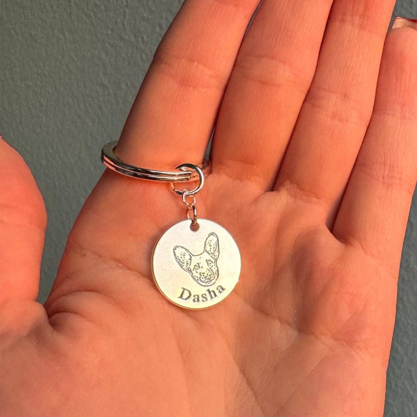 Personlig nøglering med kæledyrs ansigt