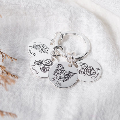 Personlig nøglering med kæledyrs ansigt